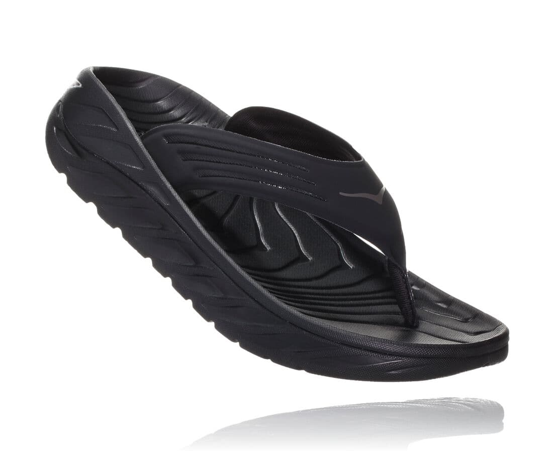 Hoka One One Ora Recovery Flip Herren Erholungssandalen Schwarz / Dunkel Grau | (DE-0716TJSGZ)
